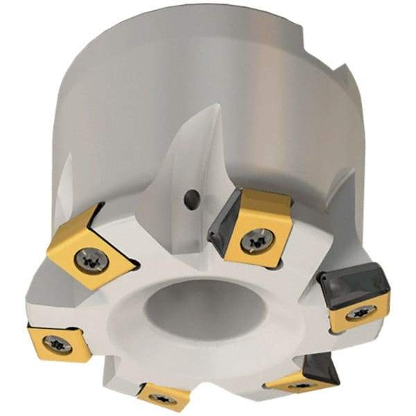 Iscar - 4 Inserts, 1.575" Cutter Diam, 0.071" Max Depth of Cut, Indexable High-Feed Face Mill - 0.63" Arbor Hole Diam, 0.331" Keyway Width, 1.575" High, FTP-LN10 Toolholder, LNHT 1006 Inserts, Series Helitang - A1 Tooling