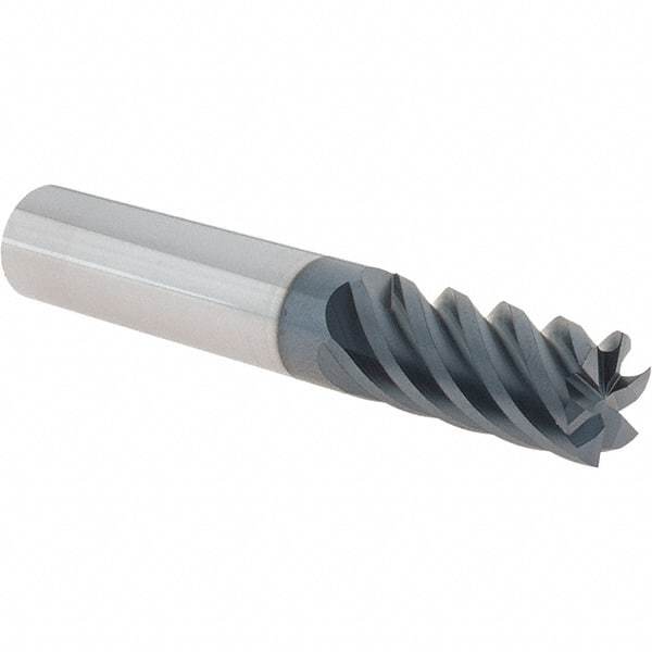 Iscar - 1/2", 1" LOC, 1/2" Shank Diam, 3" OAL, 6 Flute, Solid Carbide Square End Mill - Single End, TiAlN Finish, Spiral Flute, 45° Helix, Right Hand Cut, Right Hand Flute - A1 Tooling