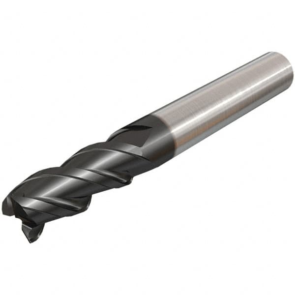 Iscar - 8mm, 20mm LOC, 8mm Shank Diam, 63mm OAL, 3 Flute, Solid Carbide Square End Mill - Single End, TiAlN Finish, Spiral Flute, 45° Helix, Right Hand Cut, Right Hand Flute - A1 Tooling