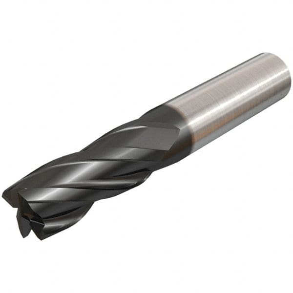 Iscar - 10mm, 22mm LOC, 10mm Shank Diam, 72mm OAL, 4 Flute, Solid Carbide Square End Mill - Single End, Uncoated, Spiral Flute, 30° Helix, Right Hand Cut, Right Hand Flute - A1 Tooling