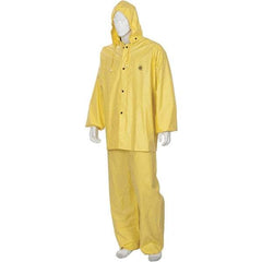 MCR Safety - Size 4XL, Yellow, Rain Three Piece Suit - Detachable Hood, Take Up Snaps Ankle, Take Up Snaps Wrist - A1 Tooling