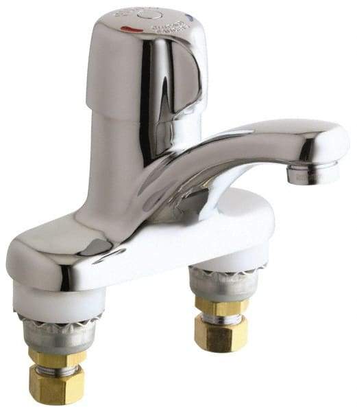 Chicago Faucets - Round Handle, Deck Mounted Bathroom Faucet - One Handle, No Drain, Standard Spout - A1 Tooling