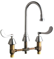 Chicago Faucets - Wrist Blade Handle, Wide Spread Bathroom Faucet - Two Handle, No Drain, Gooseneck Spout - A1 Tooling