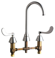 Chicago Faucets - Wrist Blade Handle, Wide Spread Bathroom Faucet - Two Handle, No Drain, Gooseneck Spout - A1 Tooling