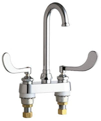 Chicago Faucets - Wrist Blade Handle, Deck Mounted Bathroom Faucet - Two Handle, No Drain, Gooseneck Spout - A1 Tooling