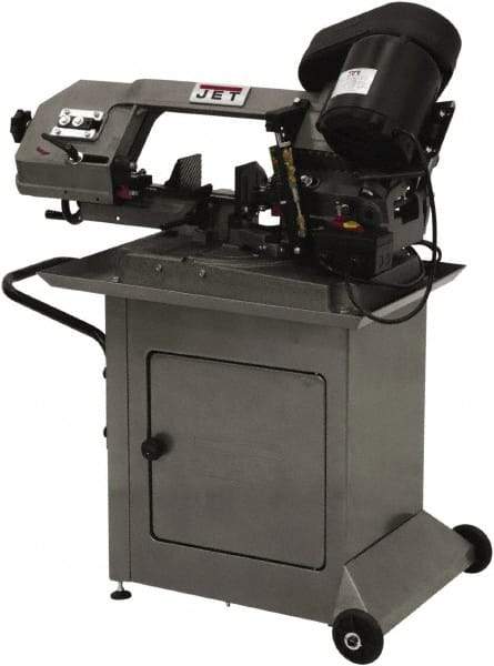 Jet - 5 x 6" Max Capacity, Manual Step Pulley Horizontal Bandsaw - 80, 120 & 200 SFPM Blade Speed, 115/230 Volts, 45 & 60°, 1 Phase - A1 Tooling