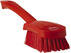 Vikan - 1.3" Bristle Length, Polyester Scrub Brush - 4-1/4" Long x 2-3/4" Wide Head, 10" OAL, Red, Polypropylene Block - A1 Tooling