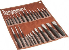 Paramount - 26 Piece Punch & Chisel Set - 1/4 to 1-3/16" Chisel, 3/8 to 1/4" Punch, Hexagon Shank - A1 Tooling