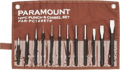 Paramount - 12 Piece Punch & Chisel Set - 3/8 to 5/8" Chisel, 1/16 to 3/8" Punch, Hexagon Shank - A1 Tooling