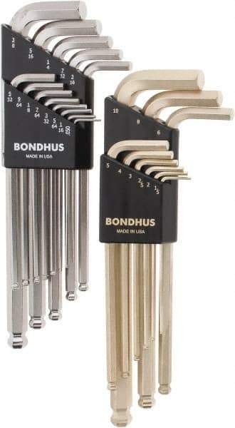 Bondhus - 22 Piece L-Key Combo Hex Key Set - Hex Range 0.05 to 3/8" - A1 Tooling