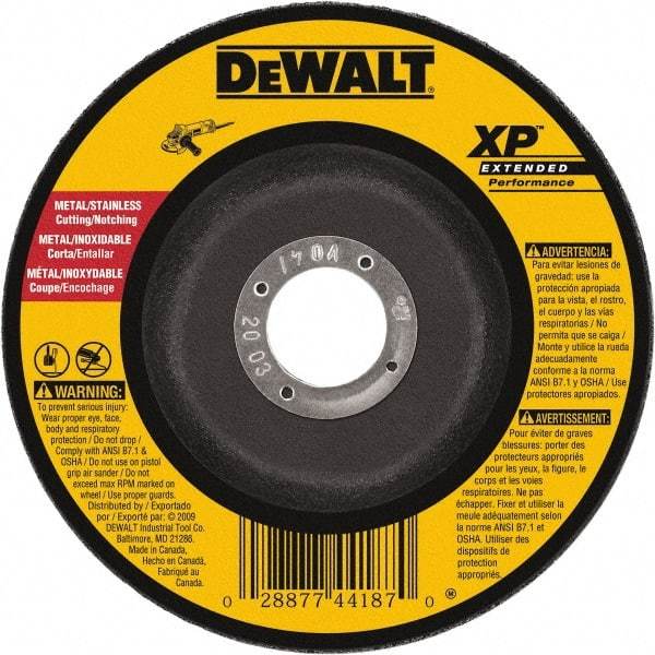 DeWALT - 24 Grit, 9" Wheel Diam, 3/32" Wheel Thickness, Type 27 Depressed Center Wheel - Zirconia Alumina, Resinoid Bond, 6,600 Max RPM - A1 Tooling