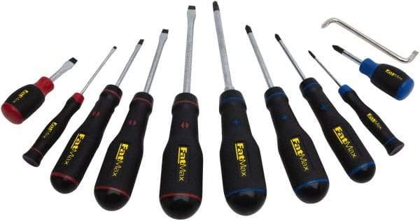 Stanley - 11 Piece Slotted, Phillips, Cabinet & Offset Screwdriver Set - Bit Sizes: Philips #0 to #3 - A1 Tooling