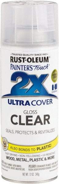 Rust-Oleum - Clear, Gloss, Enamel Spray Paint - 8 Sq Ft per Can, 12 oz Container, Use on Multipurpose - A1 Tooling