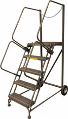 Ballymore - 80" 5 Step Rolling Warehouse Ladder - Truck & Dock Access, 450 Lb Capacity, 50" Platform Height, 44" Base Width x 60" Base Depth, Serrated - A1 Tooling