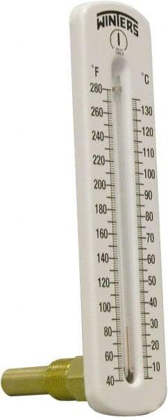 Winters - 40 to 280°F, Industrial Thermometer with Standard Thermowell - 1 Inch Immersion Length, 2 Inch Stem Length, 8 Inch Long, 1/2 Inch Thread - A1 Tooling