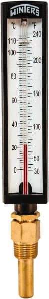 Winters - 30 to 240°F, Industrial Thermometer with Standard Thermowell - 2 Inch Immersion Length, 1.825 Inch Stem Length, 10 Inch Long, 1/2 Inch Thread - A1 Tooling