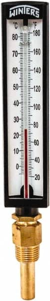 Winters - 20 to 180°F, Industrial Thermometer with Standard Thermowell - 2 Inch Immersion Length, 1.825 Inch Stem Length, 10 Inch Long, 1/2 Inch Thread - A1 Tooling