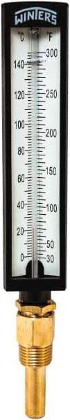 Winters - 30 to 300°F, Industrial Thermometer with Standard Thermowell - 2 Inch Immersion Length, 1.825 Inch Stem Length, 10 Inch Long, 1/2 Inch Thread - A1 Tooling