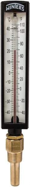 Winters - -40 to 110°F, Industrial Thermometer with Standard Thermowell - 2 Inch Immersion Length, 1.825 Inch Stem Length, 10 Inch Long, 1/2 Inch Thread - A1 Tooling