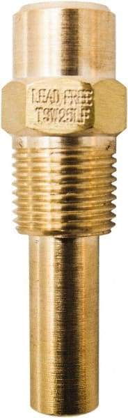 Winters - 2 Inch Overall Length, 1/2 Inch Thread, Brass Thermowell - 1.4 Inch Insertion Length - A1 Tooling