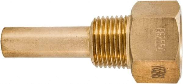 Winters - 3-1/2 Inch Overall Length, 1/2 Inch Thread, Brass Thermowell - 1-3/8 Inch Insertion Length - A1 Tooling