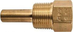 Winters - 2-1/2 Inch Overall Length, 3/4 Inch Thread, Brass Thermowell - 1.3 Inch Insertion Length - A1 Tooling