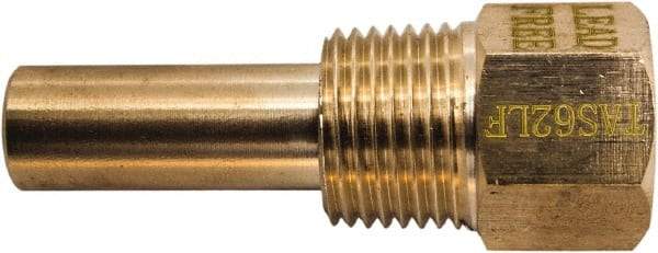 Winters - 2-1/2 Inch Overall Length, 1/2 Inch Thread, Brass Thermowell - 1.3 Inch Insertion Length - A1 Tooling