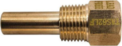 Winters - 2-1/2 Inch Overall Length, 1/2 Inch Thread, Brass Thermowell - 1.3 Inch Insertion Length - A1 Tooling