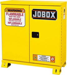 Jobox - 2 Door, 1 Shelf, Yellow Steel Standard Safety Cabinet for Flammable and Combustible Liquids - 49" High x 46-3/32" Wide x 19-5/8" Deep, Manual Closing Door, 30 Gal Capacity - A1 Tooling