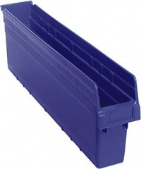 Quantum Storage - 23-5/8" Deep, Blue Polypropylene Hopper Shelf Bin - 8" High x 4-3/8" Wide x 23-5/8" Long - A1 Tooling