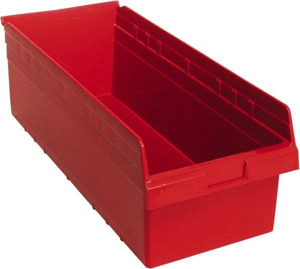 Quantum Storage - 23-5/8" Deep, Red Polypropylene Hopper Shelf Bin - 8" High x 11-1/8" Wide x 23-5/8" Long - A1 Tooling