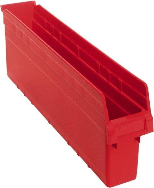 Quantum Storage - 23-5/8" Deep, Red Polypropylene Hopper Shelf Bin - 8" High x 4-3/8" Wide x 23-5/8" Long - A1 Tooling