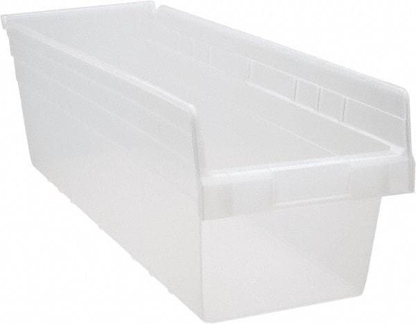 Quantum Storage - 23-5/8" Deep, Clear Polypropylene Hopper Shelf Bin - 8" High x 8-3/8" Wide x 23-5/8" Long - A1 Tooling