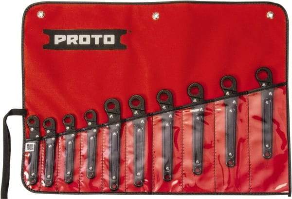 Proto - 10 Piece, 10mm to 19mm, 12 Point Ratcheting Flare Nut Set - Metric Measurement Standard, Black Oxide Finish - A1 Tooling