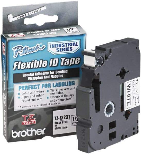 Brother - 1/2" Wide x 314.4" Long, White Plastic/Paper Tape Cassette - For Label Maker - A1 Tooling