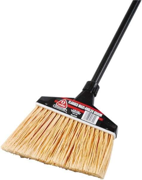 O-Cedar - 13" Wide, Synthetic Bristles, 51" Vinyl-Coated Metal Handle, Angled Broom - Flagged - A1 Tooling