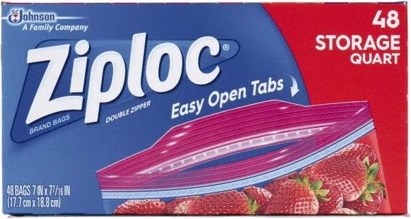 Ziploc - 48 Piece, 1 Quart Capacity, 9.6 Inch Wide x 8-1/2 Inch High, Ziploc Storage Bag - 9 Pack, 1.75 mil Thick, Plastic - A1 Tooling