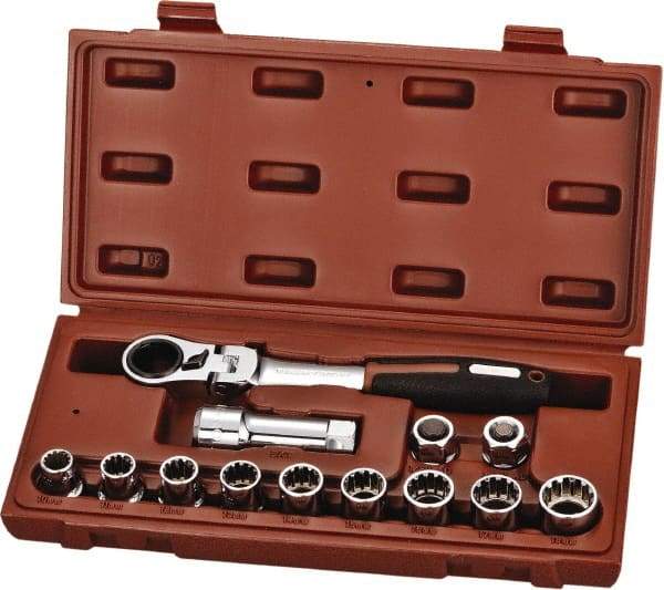 Paramount - 13 Piece 3/4" Drive Deep Well Socket Set - 12 Points, 10mm to 19mm Range, Metric Measurement Standard - A1 Tooling