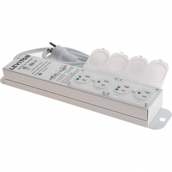 Leviton - 4 Outlets, 125 VAC15 Amps, 7' Cord, Standard Power Outlet Strip - Wall/Surface Mount, 5-20 NEMA Configuration, 1' Strip, UL 60601-1 - A1 Tooling