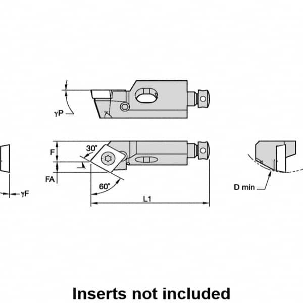 Kennametal - Series Screw-On, Left Hand, SCTP Toolholder Compatibility, CP.. Insert Compatibility, Indexable Turning Cartridge - Screw Holding Method, 32mm OAL x 7mm OAW x 11mm OAH - A1 Tooling