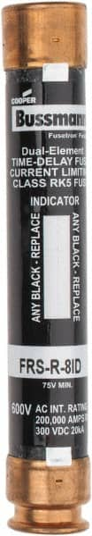 Cooper Bussmann - 300 VDC, 600 VAC, 8 Amp, Time Delay General Purpose Fuse - Fuse Holder Mount, 127mm OAL, 20 at DC, 200 (RMS) kA Rating, 20.6mm Diam - A1 Tooling