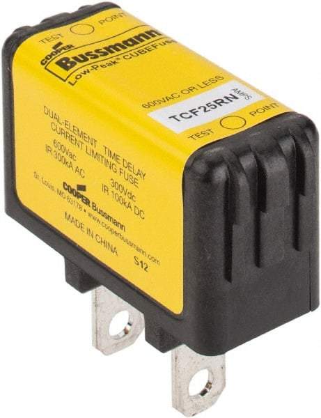 Cooper Bussmann - 300 VDC & 600 VAC, 25 Amp, Time Delay General Purpose Fuse - Plug-in Mount, 47.75mm OAL, 100 at DC, 200 (CSA RMS), 300 (UL RMS) kA Rating - A1 Tooling