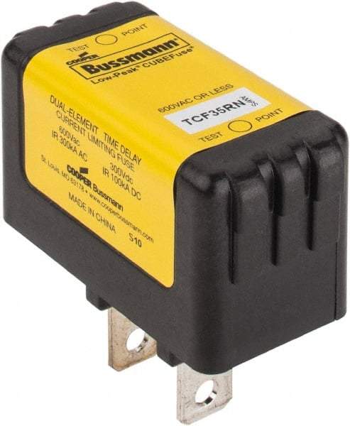 Cooper Bussmann - 300 VDC, 600 VAC, 35 Amp, Time Delay Finger Safe Fuse - Plug-in Mount, 54.1mm OAL, 100 at DC, 200 (CSA RMS), 300 (UL RMS) kA Rating - A1 Tooling