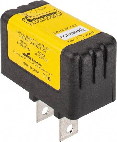 Cooper Bussmann - 300 VDC, 600 VAC, 45 Amp, Time Delay General Purpose Fuse - Plug-in Mount, 54.1mm OAL, 100 at DC, 200 (CSA RMS), 300 (UL RMS) kA Rating - A1 Tooling