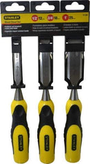 Stanley - 3 Piece Wood Chisel Set - 9" OAL, Bi-Material, Sizes Included 1/2 to 1" - A1 Tooling