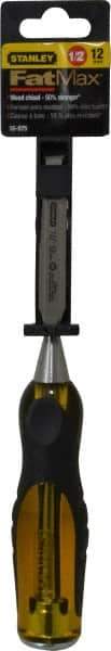 Stanley - 9" OAL x 1/2" Blade Width Wood Chisel - 1/2" Tip, Acetate & Rubber Grip Handle - A1 Tooling