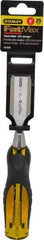 Stanley - 9" OAL x 1" Blade Width Wood Chisel - 1" Tip, Acetate & Rubber Grip Handle - A1 Tooling