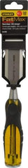 Stanley - 9" OAL x 1-1/4" Blade Width Wood Chisel - 1-1/4" Tip, Acetate & Rubber Grip Handle - A1 Tooling