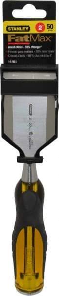 Stanley - 9" OAL x 2" Blade Width Wood Chisel - 2" Tip, Acetate & Rubber Grip Handle - A1 Tooling