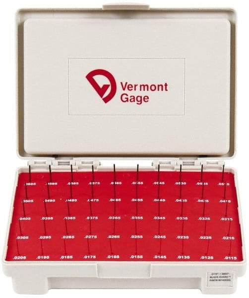 Vermont Gage - 50 Piece, 0.0115-0.0605 Inch Diameter Plug and Pin Gage Set - Minus 0.0001 Inch Tolerance, Class ZZ - A1 Tooling